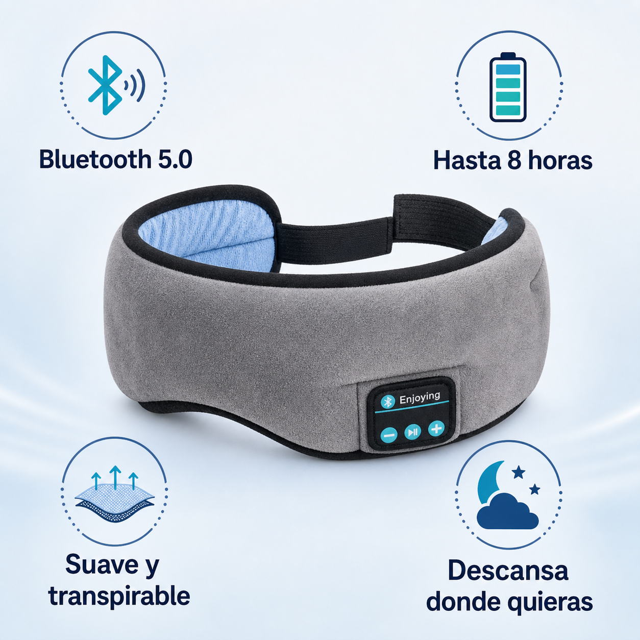 Antifaz Inteligente Bluetooth con Música para Dormir y Relajarte