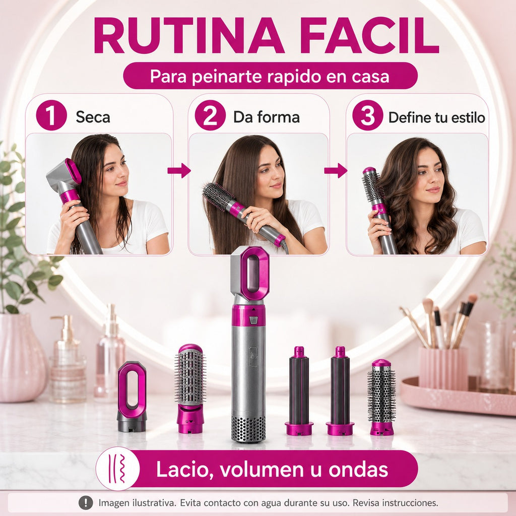 Cepillo De Cabello Eléctrico 5 En 1