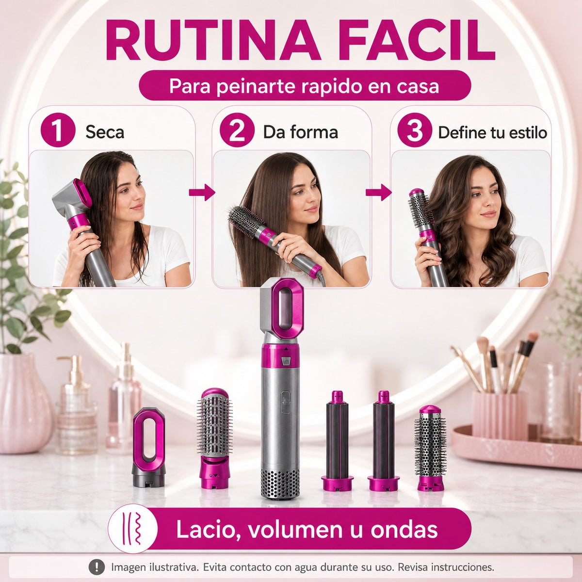Cepillo De Cabello Eléctrico 5 En 1