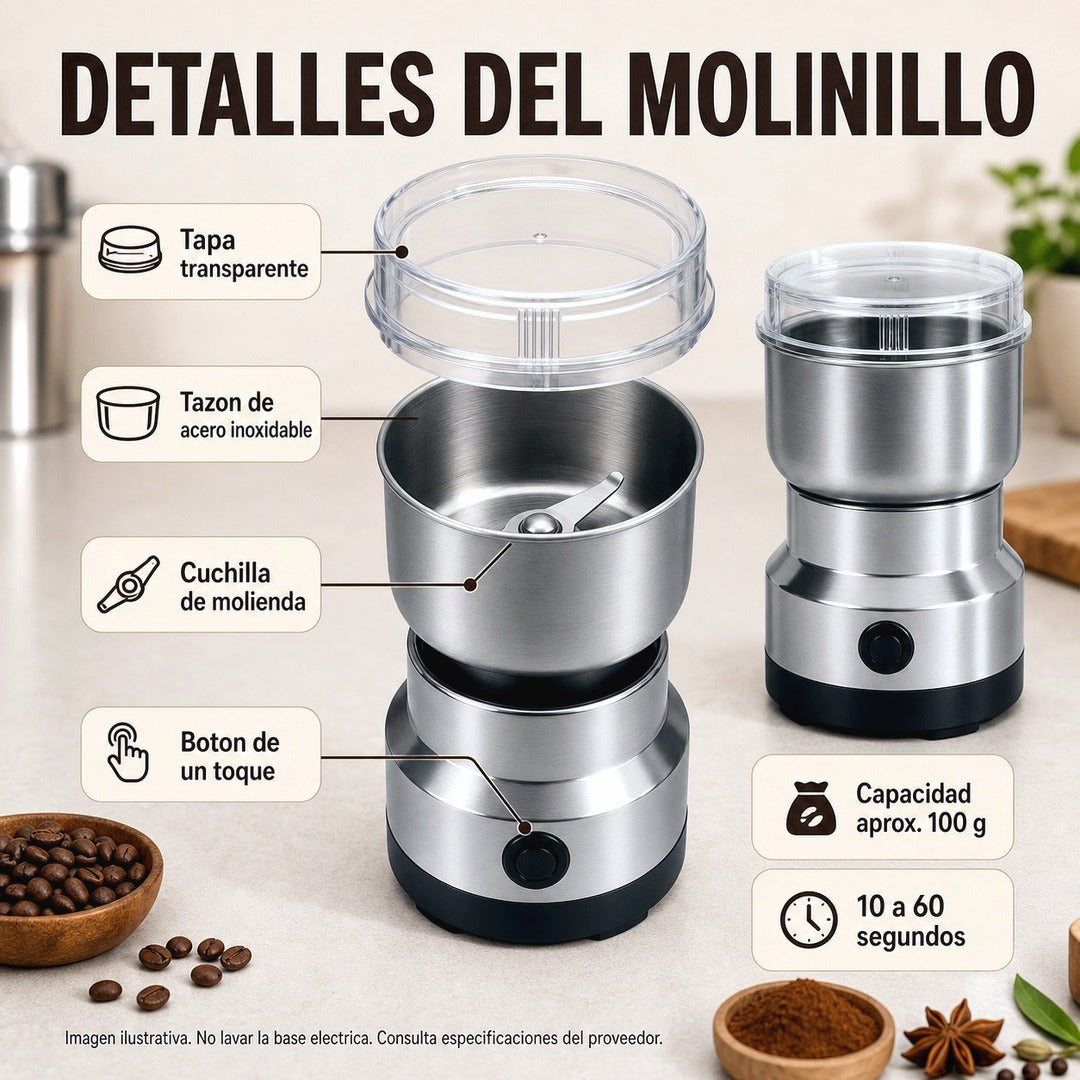 Molinillo Eléctrico Multifuncional para Café, Granos y Especias